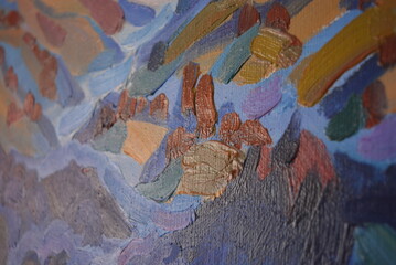 Smears with oil paint on canvas, structure and texture