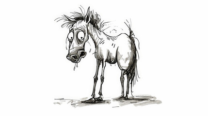 Whimsical Frazzled Horse: Cartoon Charm. Generative AI
