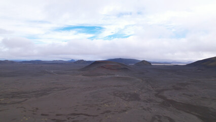Fjallabak craters in Iceland. Landmannalaugar Black Craters.