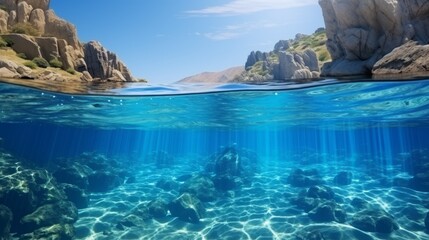 Underwater View of Rocks and Water