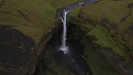 Kvernufoss waterfall is located in South Iceland, near the Skogar Cultural Heritage Museum, and...