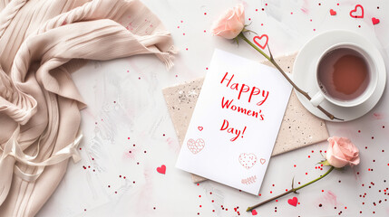 Naklejka premium women's day greeting card background,created with Generative AI tecnology.