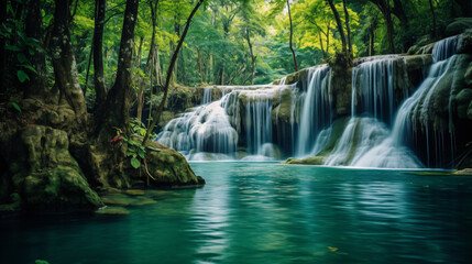 Fototapeta na wymiar Waterfalls at Surat Thani landscape
