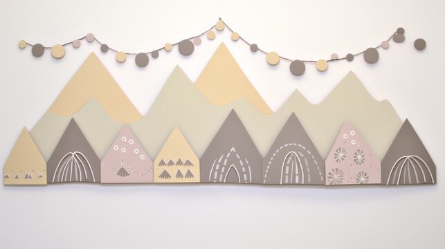 Minimalist paper cut mountains fog dawn pastel palette paper cut paper art minimal cute