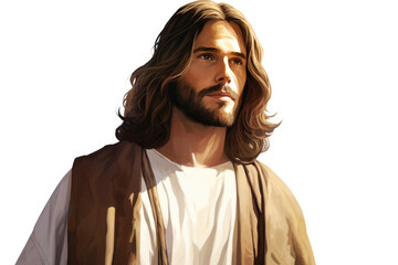 Illustration of Jesus portrait in graphic novel style