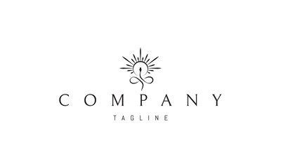 Vector logo with an abstract image of a snake in the shape of an infinity sign and the sun.