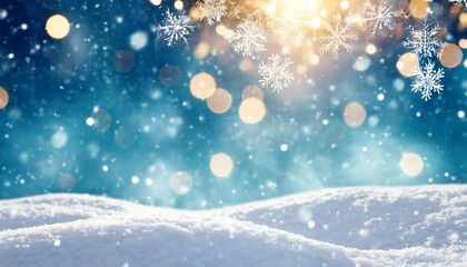 winter landscape with snowflakes and bright bokeh