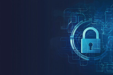Padlock icon with tech patterns on blue background