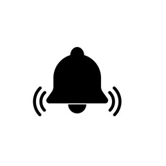 Black color bell icon isolate on white background