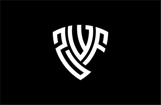 ZWF creative letter shield logo design vector icon illustration