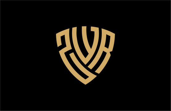 ZWR creative letter shield logo design vector icon illustration