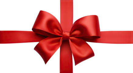 Cross red ribbon and bow, cut out