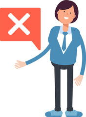 Businesswoman Character and Wrong Mark
