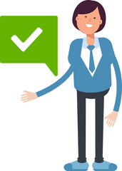 Businesswoman Character and Check Mark
