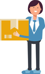 Businesswoman Character Holding Box
