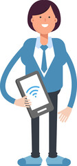 Businesswoman Character Holding Smartphone
