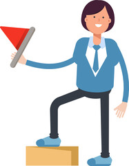 Businesswoman Character Holding Flag
