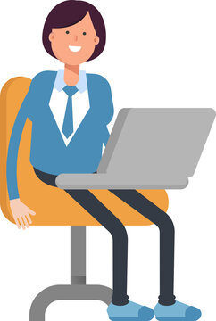 Businesswoman Character Working on Laptop
