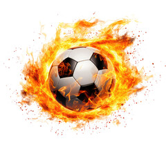 Fototapeta premium soccer ball in fire isolated on white