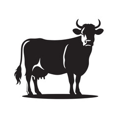 Majestic Bovine: Vector Cow Silhouette - Embodying the Grace and Serenity of the Gentle Giant of the Pastures. Cow Illustration, Cow vector.