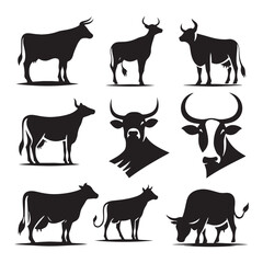 Majestic Bovine: Vector Cow Silhouette - Embodying the Grace and Serenity of the Gentle Giant of the Pastures. Cow Illustration, Cow vector.