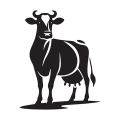 Majestic Bovine: Vector Cow Silhouette - Embodying the Grace and Serenity of the Gentle Giant of the Pastures. Cow Illustration, Cow vector.