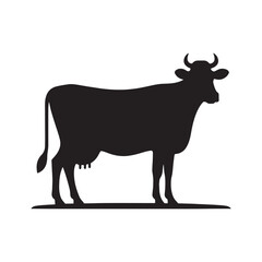 Majestic Bovine: Vector Cow Silhouette - Embodying the Grace and Serenity of the Gentle Giant of the Pastures. Cow Illustration, Cow vector.