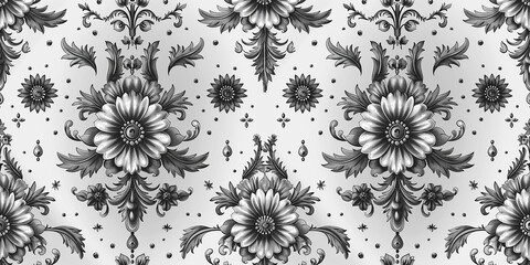 Fototapeta premium Monochrome floral abstract boho illustration