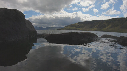 Hvammsvík Hot Springs is perched right on the edge of the Hvalfjordur fjord in West Iceland.