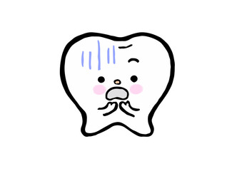 青ざめる歯の手描きキャラクターイラスト