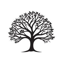 Tree icon isolated black on white background. Vector Illustration.