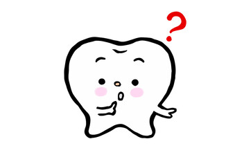 疑問に思う歯の手描きキャラクターイラスト
