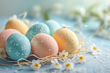 Naklejka na ściany i meble Spring joy: Flowers and Easter Eggs