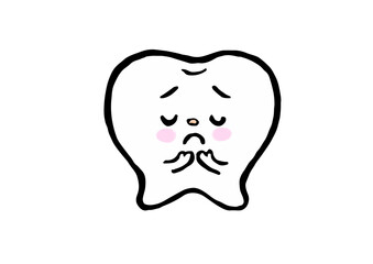 困っている歯の手描きキャラクターイラスト