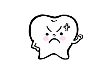 怒る歯の手描きキャラクターイラスト