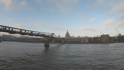 Fototapeta premium St Paul's Cathedral and The Millennium Bridge, London, England, United Kingdom.