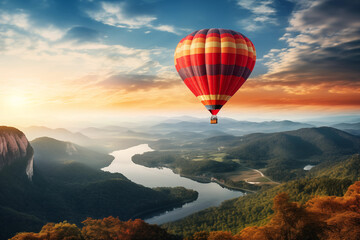Majestic hot air balloon ride at sunrise