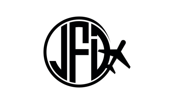 JFD three initial letter circle tour & travel agency logo design vector template. hajj Umrah agency, abstract, wordmark, business, monogram, minimalist, brand, company, flat, tourism agency, tourist