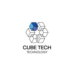 Cube tech abstract logo design