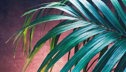 tropical palm leaf background glow in the dark color toned