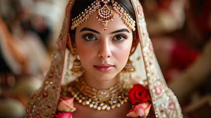 Obraz premium Velvet Elegance: The Bride Lavish Lehenga with Dabka and Zari Artistry