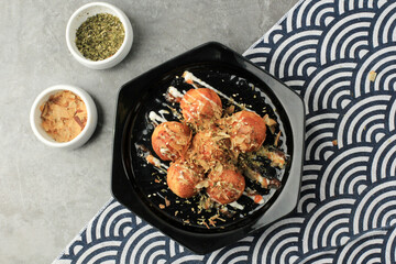 Top View Takoyaki, Octopus Balls, Japanese Food