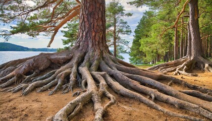 large roots of pine tree