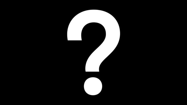 Animated video of a white question mark on a black background.