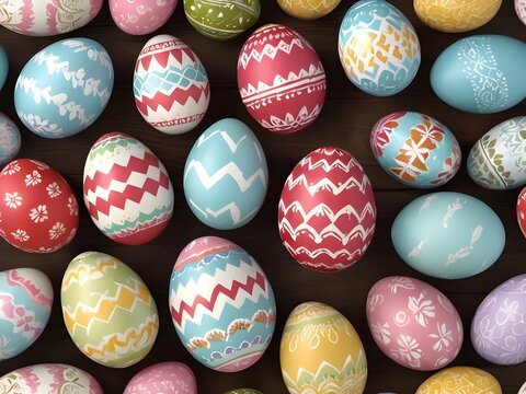 Pattern of beautiful Easter Eggs , Colorful Holiday Decoration Tradition
