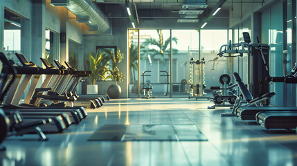 Fitness Lifestyle Captured: Modern Gym Equipment in a Clean, Well-Organized Space