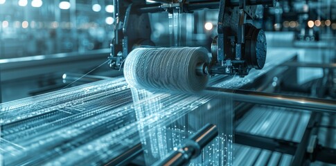 Textile Factory Automated Weaving Machine
 - obrazy, fototapety, plakaty