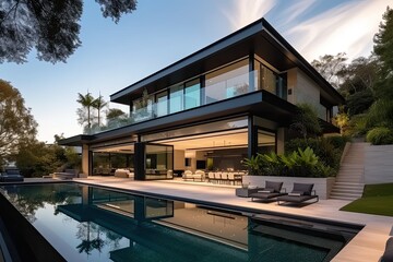 Fototapeta premium Photo modern house with roof garden.luxury architecture 