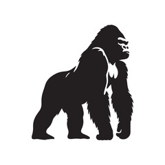 King of the Jungle: Vector Gorilla Silhouette - Portraying the Majesty and Strength of the Mighty Gorilla in Bold Form. Gorilla Vector, gorilla Illustration.