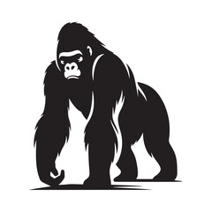 King of the Jungle: Vector Gorilla Silhouette - Portraying the Majesty and Strength of the Mighty Gorilla in Bold Form. Gorilla Vector, gorilla Illustration. © Wolfe 